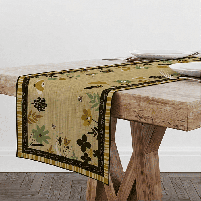 Trilho de Mesa Caminho de Mesa Leticia Amarelo  - 50x140cm -   