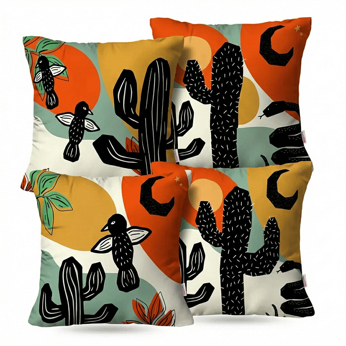 Kit: 4 Capas de Almofada Decorativas Sertao