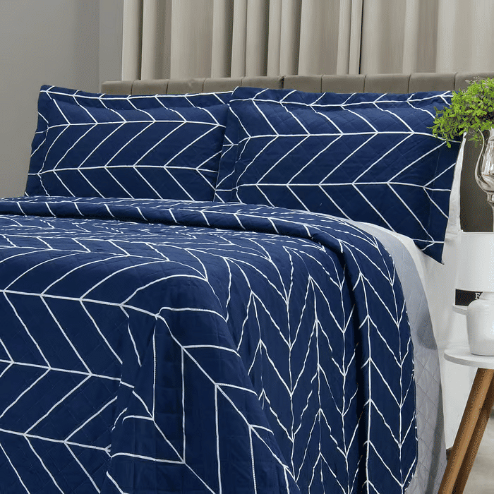 Kit: 1 Cobre-leito Bouti de Microfibra Ultrassonic Estampada + Porta-Travesseiros - Theo Marinho