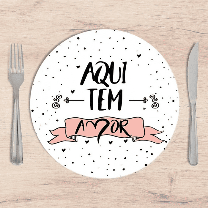 Kit: 4 Capas de SOUSPLAT Redondo Aqui tem Amor