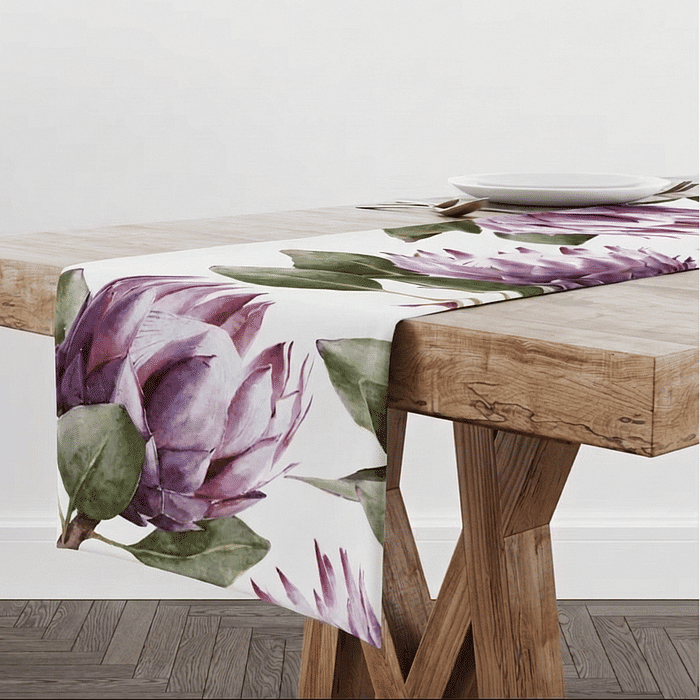 Trilho de Mesa Caminho de Mesa Protea Lilás - 50x140cm -   