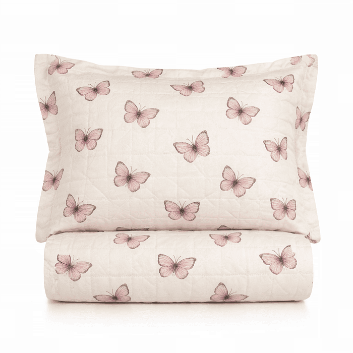 Kit: 1 Cobre-leito Bouti de Microfibra Ultrassonic + Porta-Travesseiros - Tereza Bege