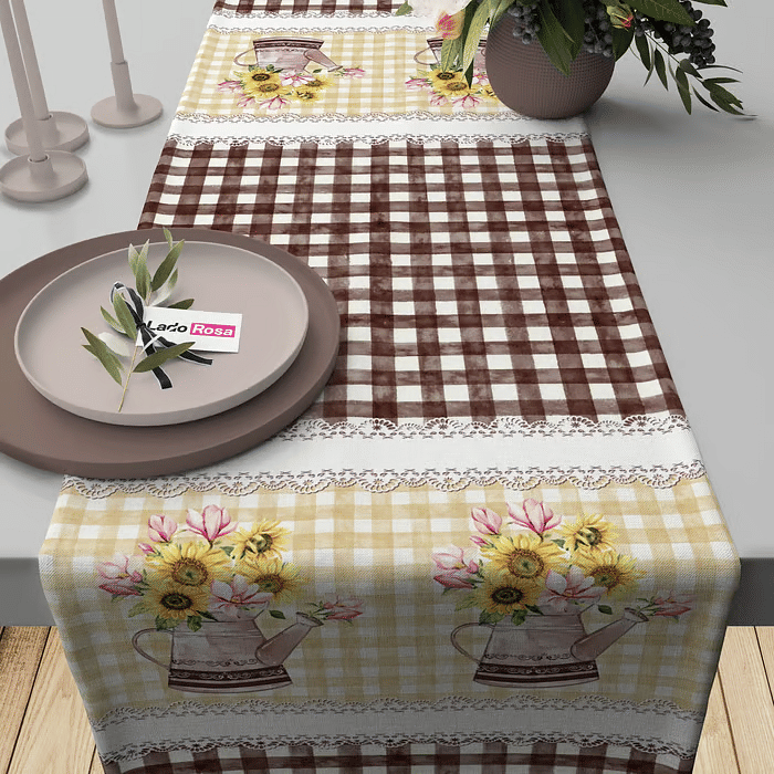 Trilho de Mesa Caminho de Mesa Julia Xadrez - 50x140cm -   
