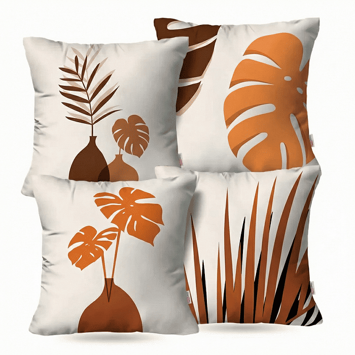 Kit: 4 Capas de Almofada Decorativas Atenas Bege