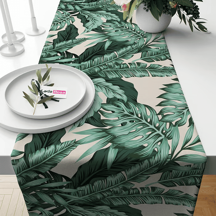 Trilho de Mesa Caminho de Mesa Costela de Adao - 50x140cm -   