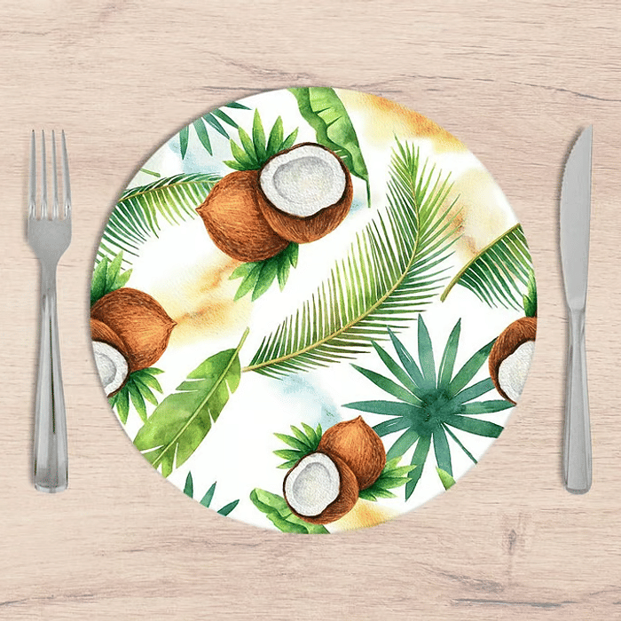Kit: 4 Capas de SOUSPLAT Redondo Tropical Coconut - 35x35 