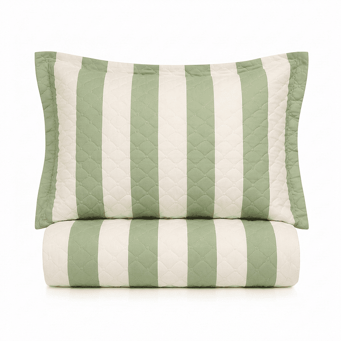 Kit: 1 Cobre-leito Bouti de Microfibra Ultrassonic + Porta-Travesseiros - Lais Verde