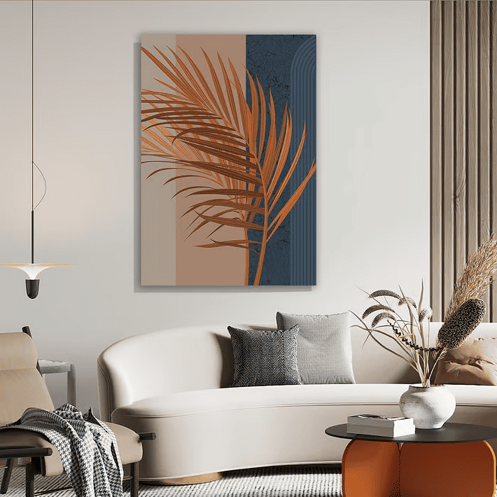 Tela Decorativa Grande Folha Bege