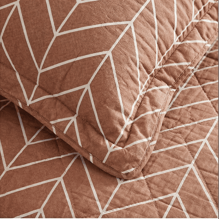 Kit: 1 Cobre-leito Bouti de Microfibra Ultrassonic Estampada + Porta-Travesseiros - Theo Bege