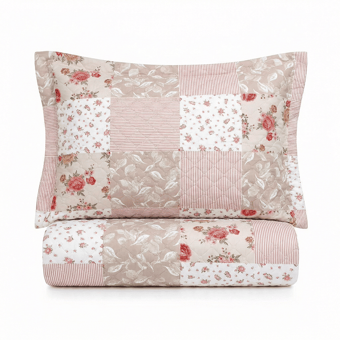 Kit: 1 Cobre-leito Bouti de Microfibra Ultrassonic + Porta-Travesseiros - Fernanda Rosa