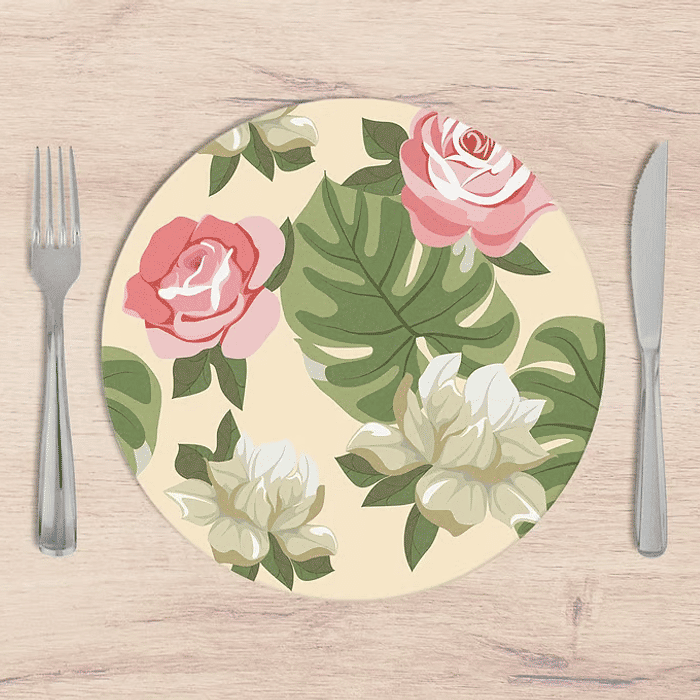 Kit: 4 Capas de SOUSPLAT Redondo Ava Floral - 35x35 -   