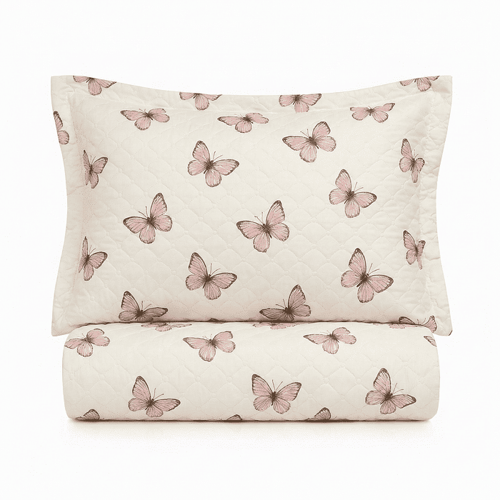 Kit: 1 Cobre-leito Bouti de Microfibra Ultrassonic + Porta-Travesseiros - Tereza Bege