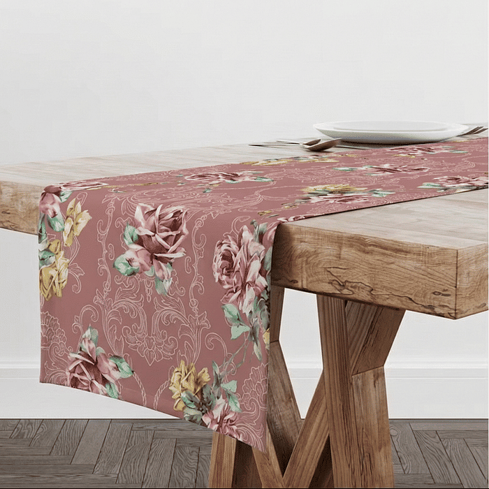 Trilho de Mesa Caminho de Mesa Leonor Rosa - 50x140cm -   