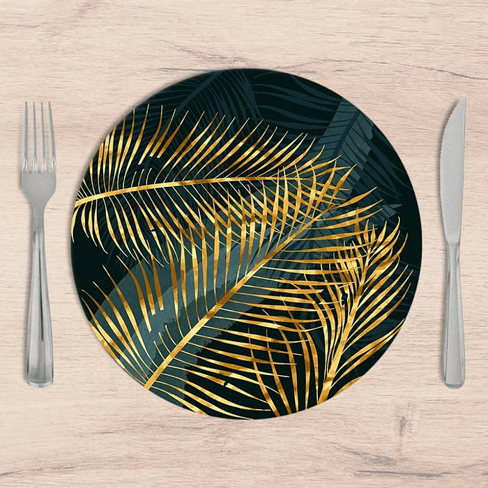 Kit: 4 Capas de SOUSPLAT Redondo Green Gold Island - 35x35 -   