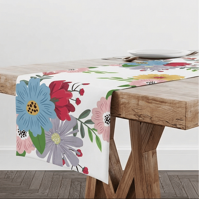 Trilho de Mesa Caminho de Mesa Evelyn Branco - 50x140cm -   