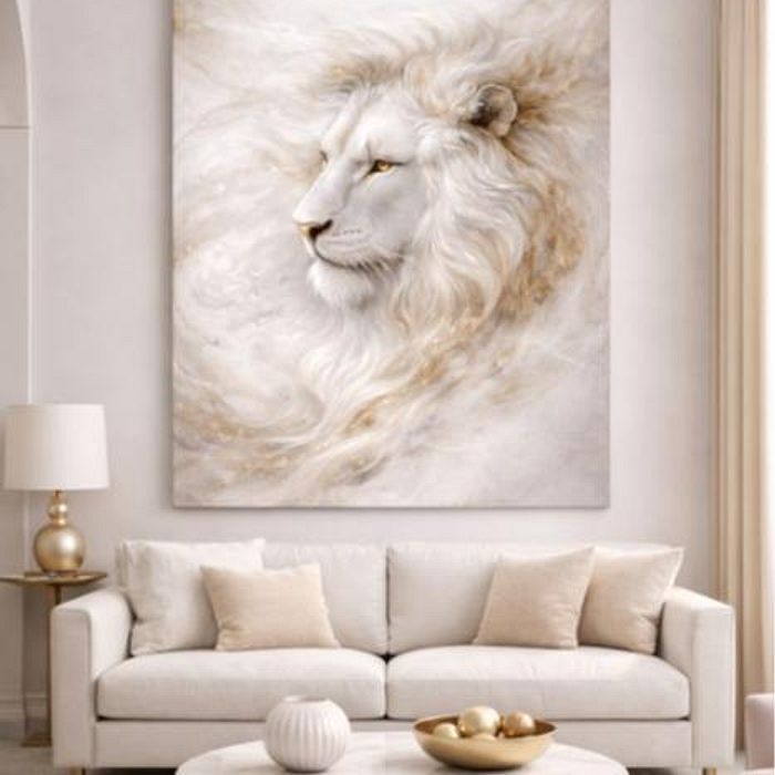 Tela Decorativas Grande Leao Gold