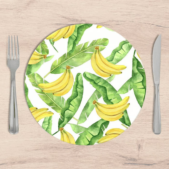 Kit: 4 Capas de SOUSPLAT Redondo Tropical Banana - 35x35 
