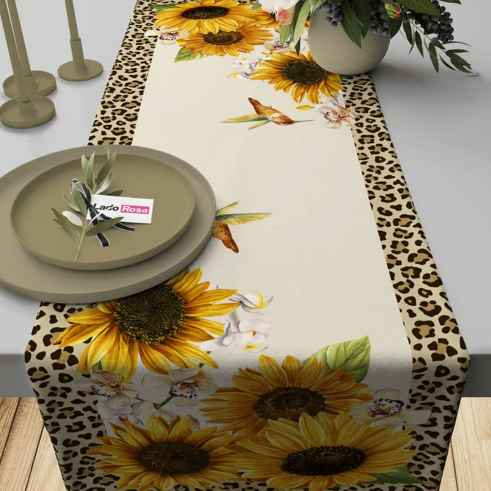 Trilho de Mesa Caminho de Mesa Sunflower Once - 50x140cm -   