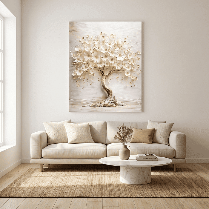 Tela Decorativas Grande Arvore Gold