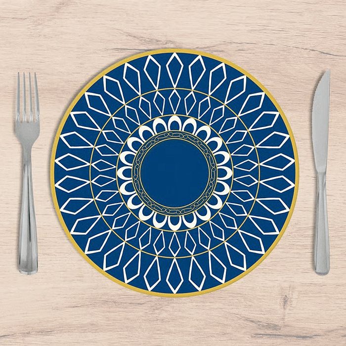 Kit: 4 Capas de SOUSPLAT Redondo Ravi Azul - 35x35 -