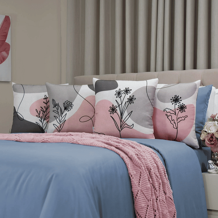 Kit: 4 Capas de Almofada Decorativas Diana Floral