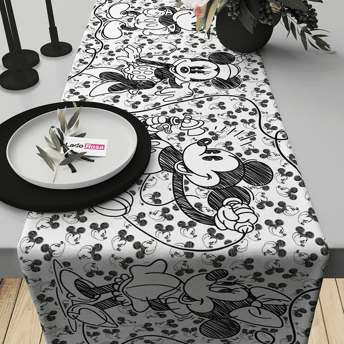 Trilho de Mesa Caminho de Mesa Mickey e Minnie - 50x140cm -   