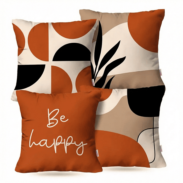 Kit: 4 Capas de Almofada Decorativas Frases Be Wappy