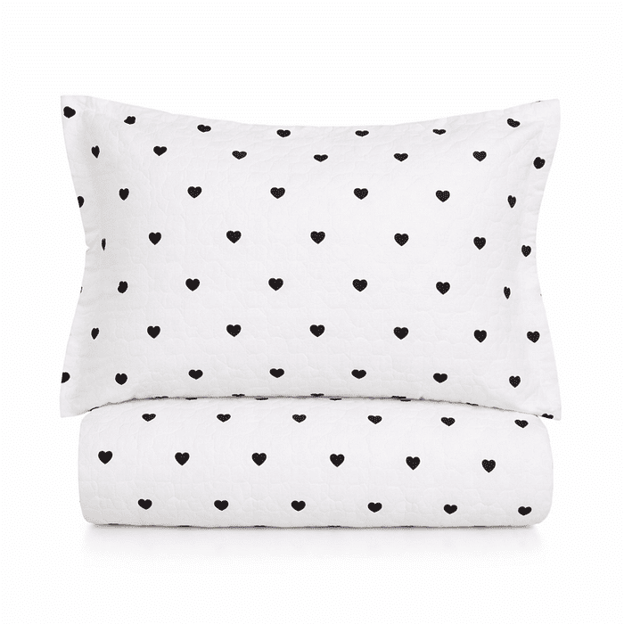 Kit: 1 Cobre-leito Bouti de Microfibra Ultrasonic Estampada + Porta-Travesseiros - Love Black