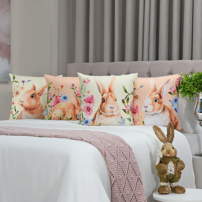 Kit: 4 Capas de Almofada Decorativas Pascoa Amizade