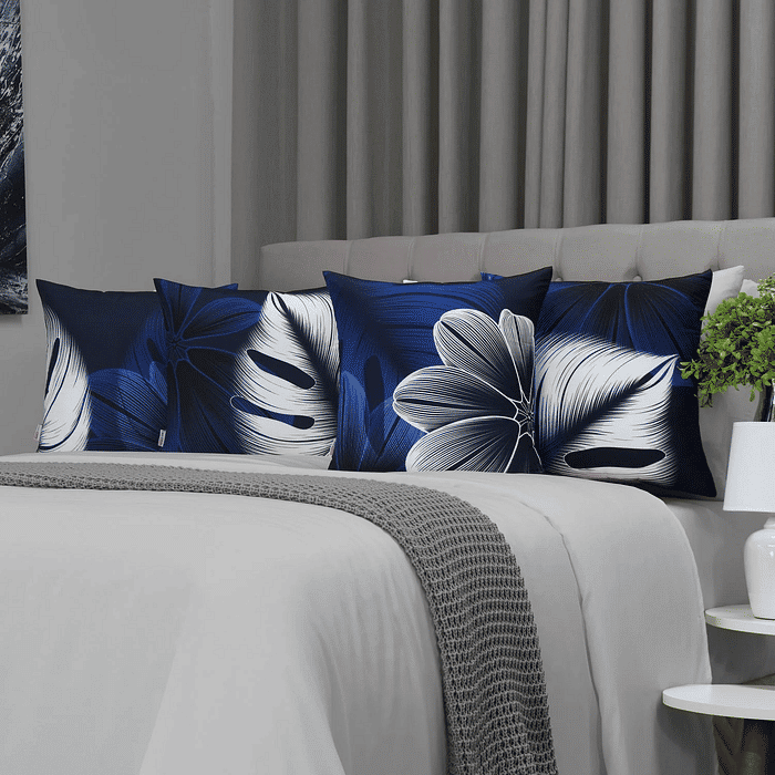 Kit: 4 Capas de Almofada Decorativas Blue Island