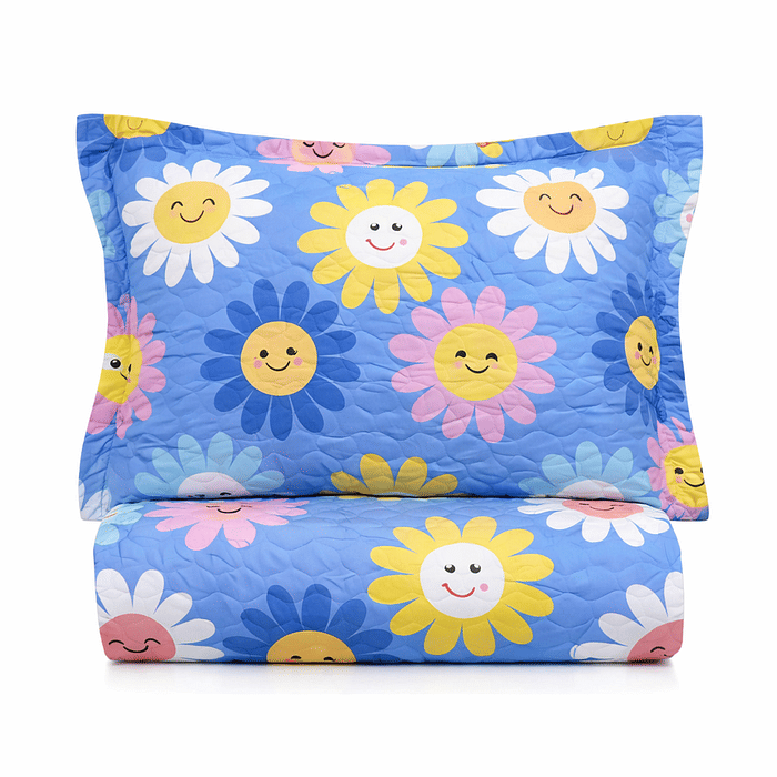 Kit: 1 Cobre-leito Bouti de Microfibra Ultrasonic Estampada + Porta-Travesseiros - Martina