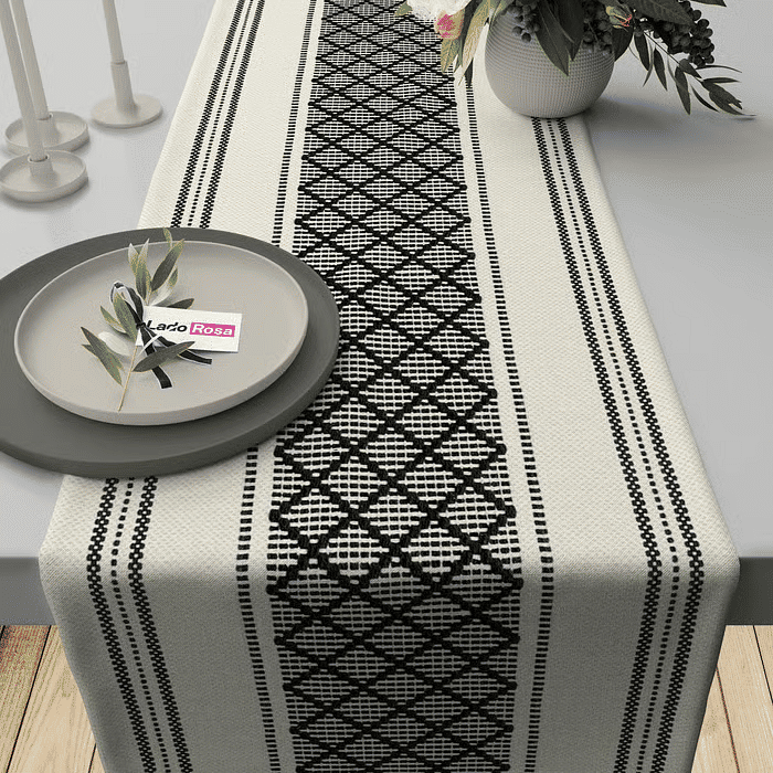 Trilho de Mesa Caminho de Mesa Dante Geometrico - 50x140cm -   