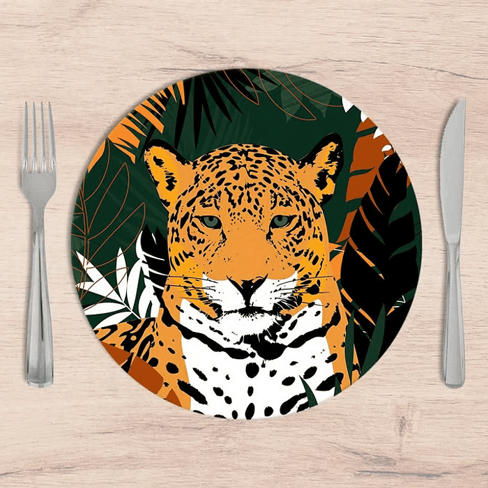 Kit: 4 Capas de Sousplat Redondo Animals - 35x35 