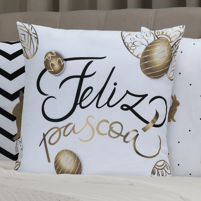 Kit: 4 Capas de Almofada Decorativas Pascoa Gold 