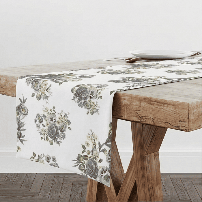 Trilho de Mesa Caminho de Mesa Ellen Cinza - 50x140cm -   