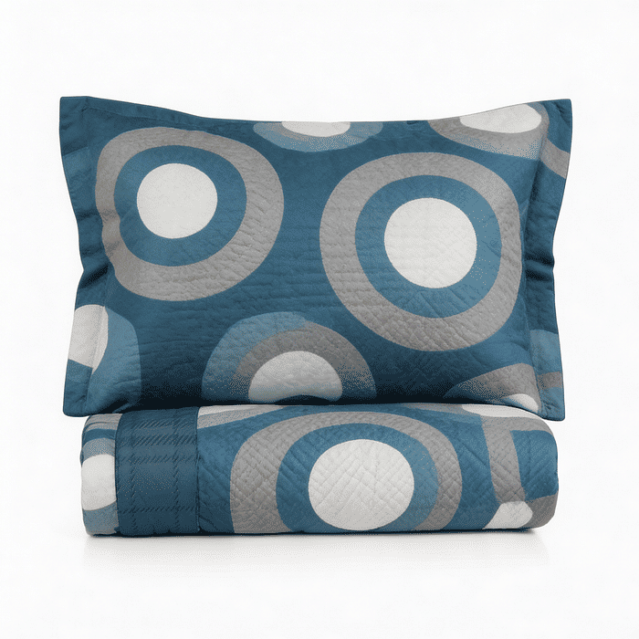 Kit: 1 Cobre-leito Bouti de Microfibra Ultrassonic + Porta-Travesseiros - Thais Azul