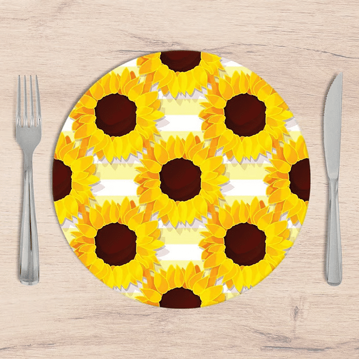 Kit: 4 Capas de Sousplat Redondo Girassol - 35x35 