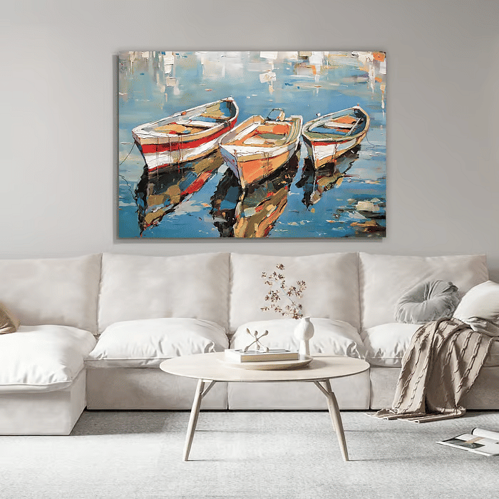 Tela Decorativa Grande Three Rowing Boats