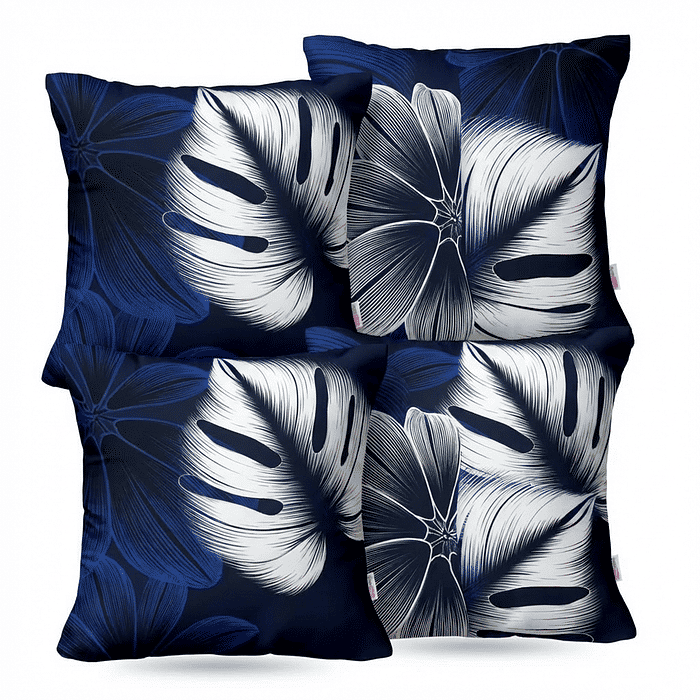 Kit: 4 Capas de Almofada Decorativas Blue Island