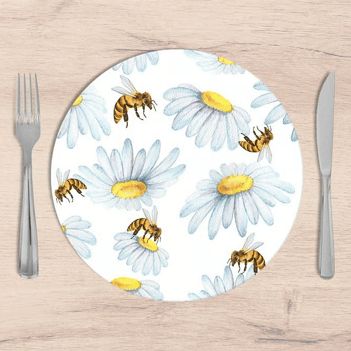 Kit: 4 Capas de SOUSPLAT Redondo Bee - 35x35 