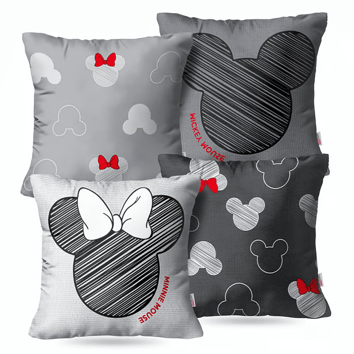 Kit: 4 Capas de Almofadas Decorativas Mickey Diamond 