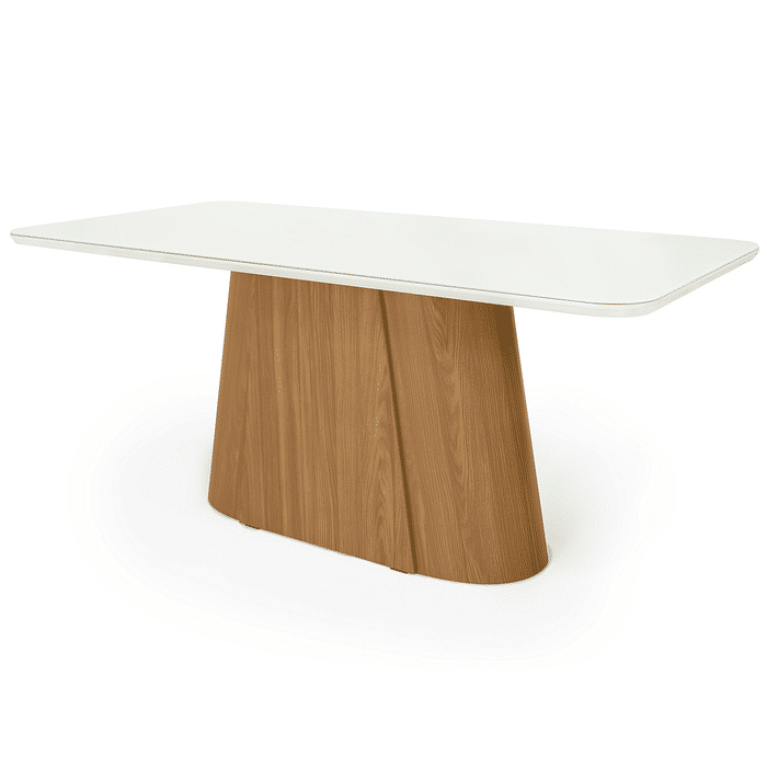 Mesa de Jantar Retangular Essenza 180x90cm com Vidro Nature/Off White Frontal