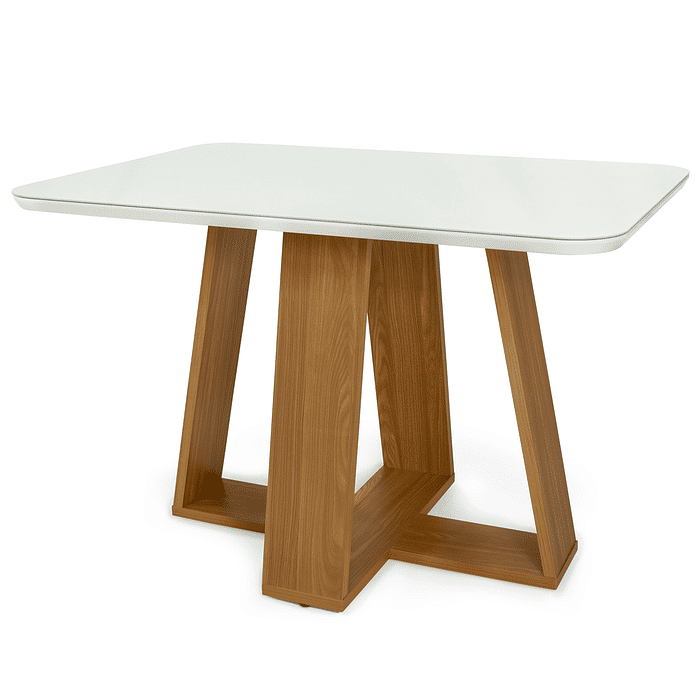 Mesa de Jantar Retangular Capri 120x80 com Vidro Nature Off White Frontal