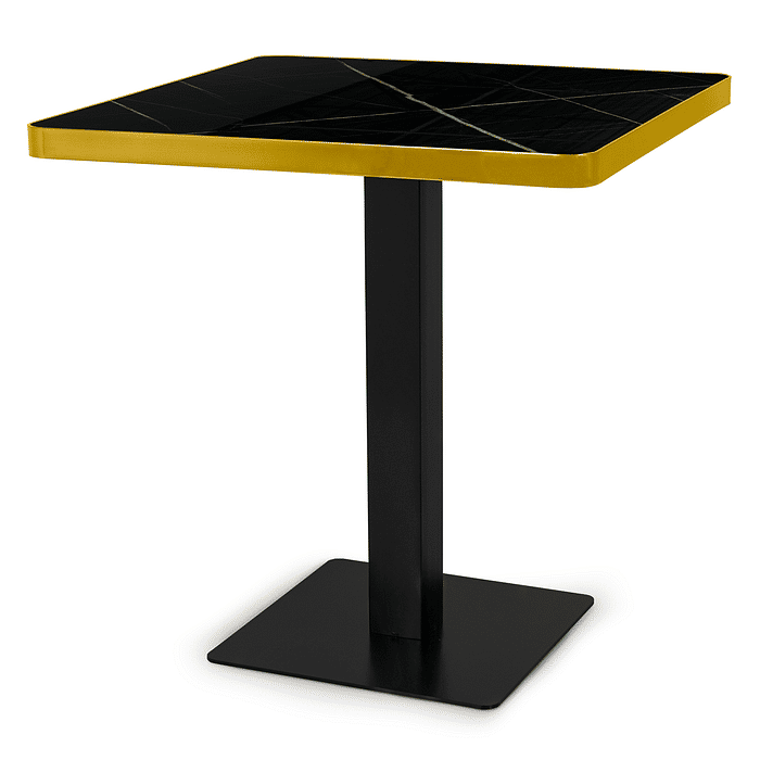 Mesa de Jantar Quadrada Venezia 70x70 em Mármore Sintético Base Preta Cor Preta Frontal