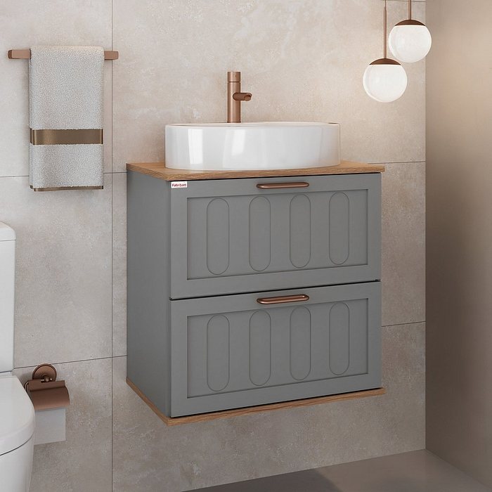 Kit Conjunto de Balcão Para Banheiro Milena 60cm Suspenso Fabribam