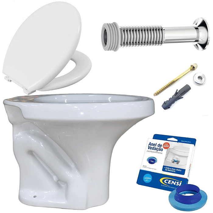 Kit Completo Vaso Sanitário Convencional Parati Branco Logasa