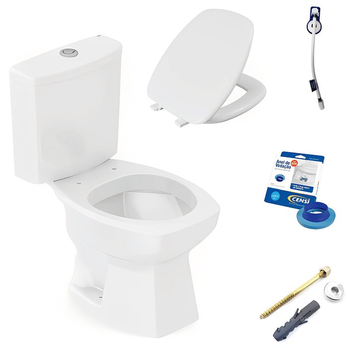 Kit Completo Vaso Sanitário Thema Branco Com Caixa Acoplada Incepa