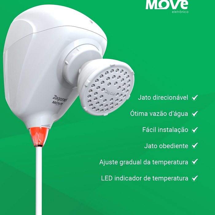 Chuveiro Ducha Move Eletrônica Zagonel 7500W 220V