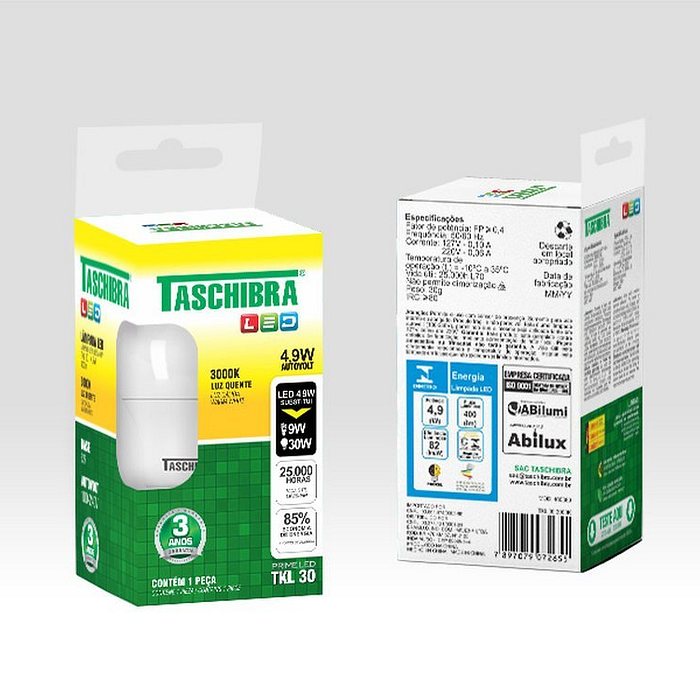 Lâmpada Led 4,9W TKL30 3000K Taschibra