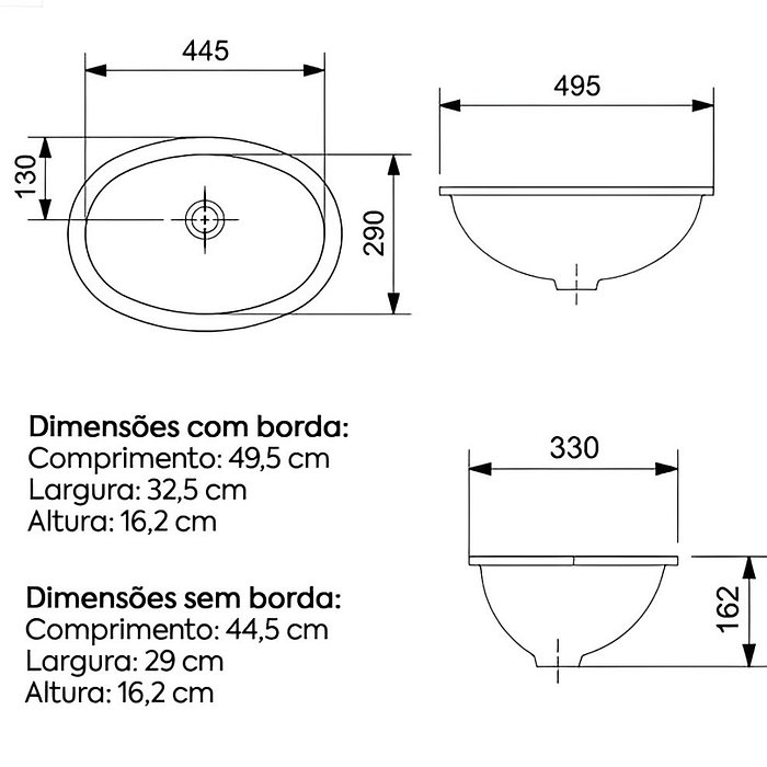 Cuba Para Lavatório Oval de Embutir Biscuit/Bege Incepa